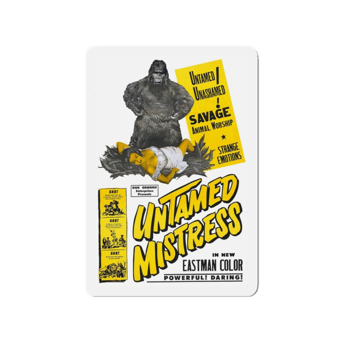 UNTAMED MISTRESS 1956 Movie Poster - Refrigerator Magnet-3 Inch-Die-Cut-The Sticker Space