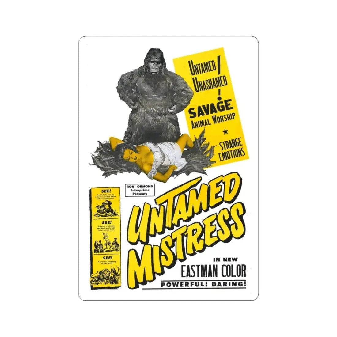 UNTAMED MISTRESS 1956 Movie Poster - STICKER Vinyl Kiss-Cut Decal 6 Inch White - The Sticker Space