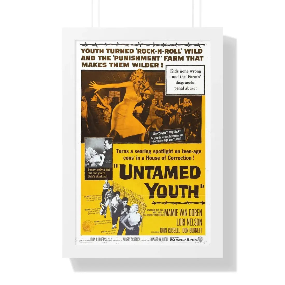 UNTAMED YOUTH 1957 - Framed Movie Poster 16″ x 24″ White - The Sticker Space