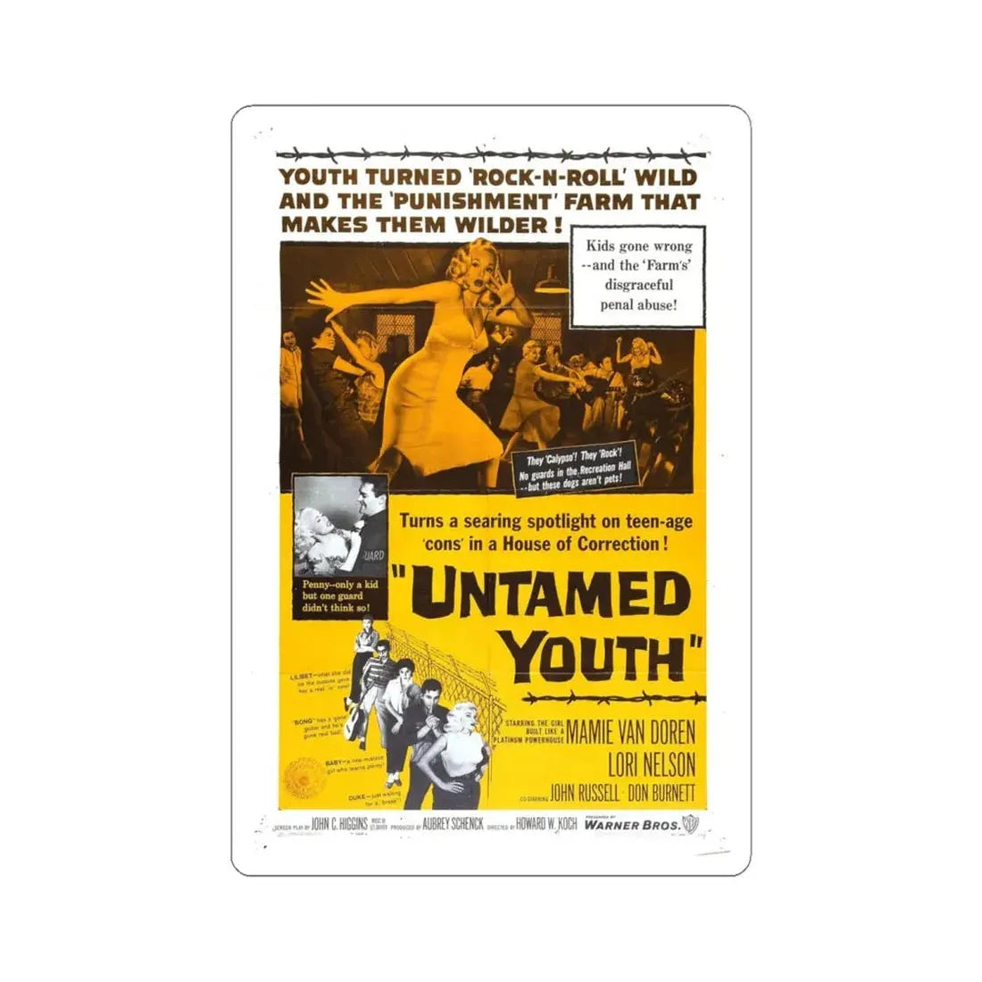 UNTAMED YOUTH 1957 Movie Poster - STICKER Vinyl Kiss-Cut Decal 6 Inch White - The Sticker Space