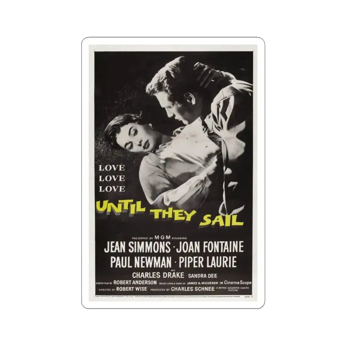 Until They Sail 1957 Movie Poster - STICKER Vinyl Kiss-Cut Decal 6 Inch White - The Sticker Space