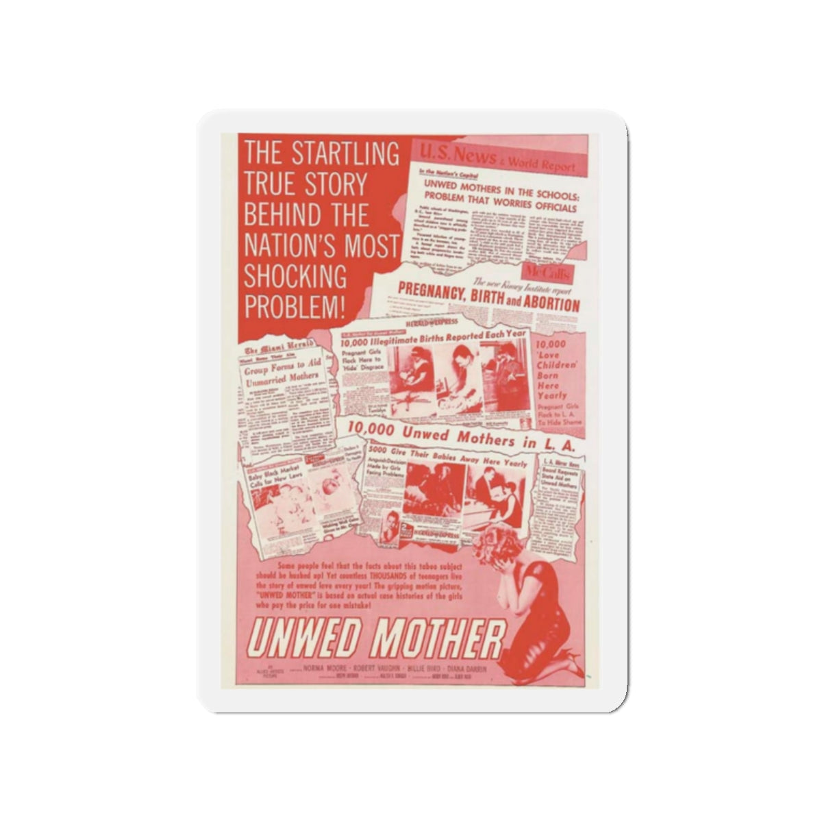 UNWED MOTHER 1958 Movie Poster - Refrigerator Magnet