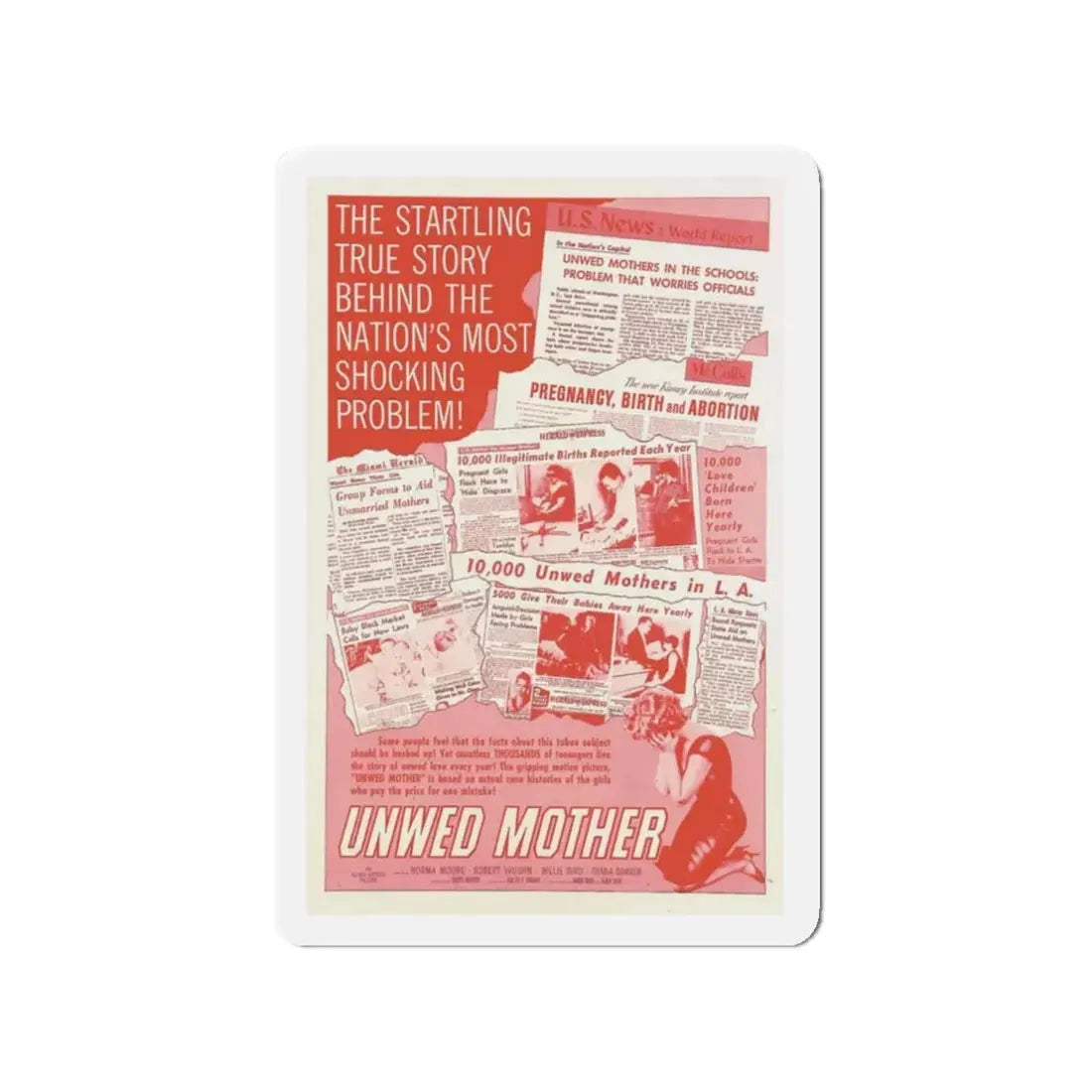 UNWED MOTHER 1958 Movie Poster - Refrigerator Magnet 3 Inch - The Sticker Space