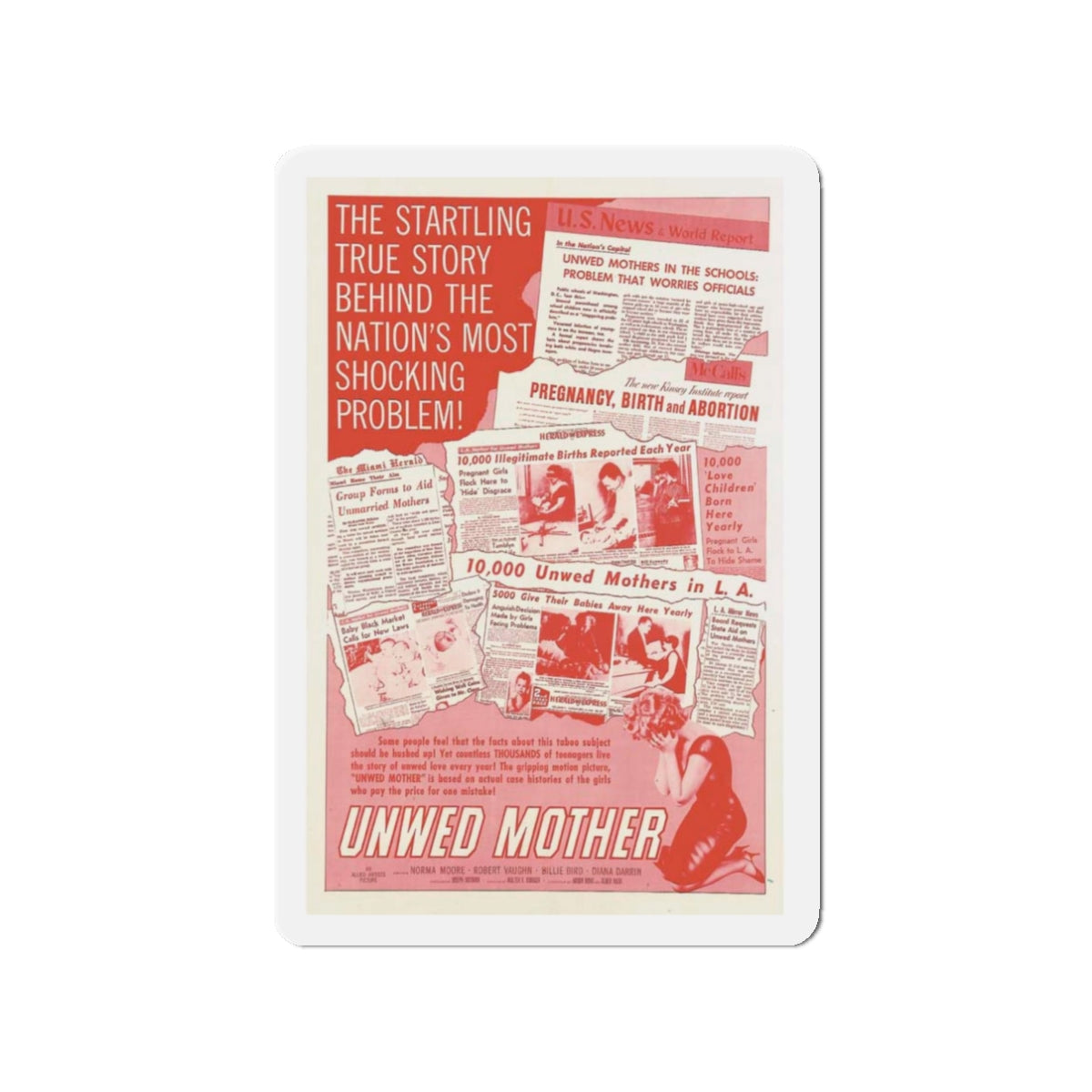 UNWED MOTHER 1958 Movie Poster - Refrigerator Magnet