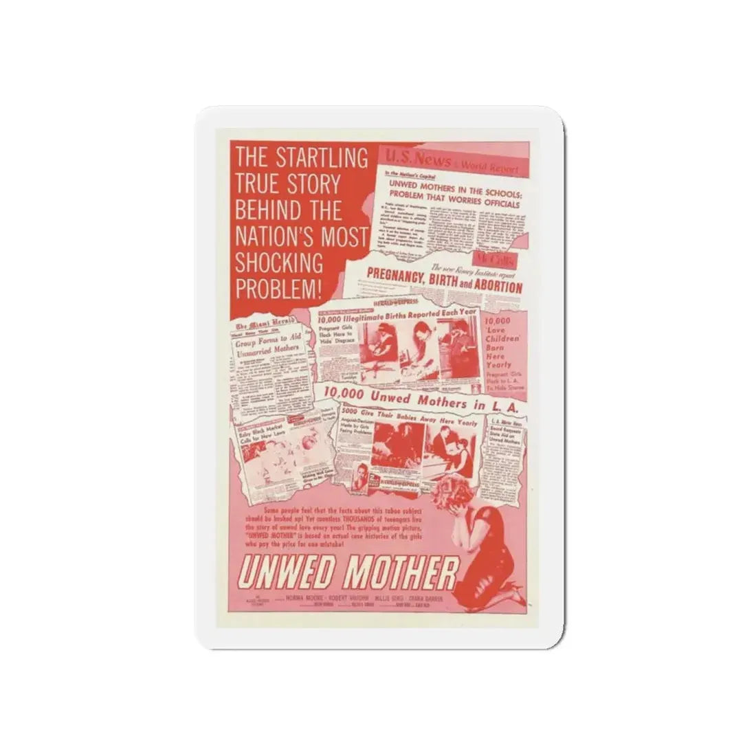 UNWED MOTHER 1958 Movie Poster - Refrigerator Magnet 4 Inch - The Sticker Space