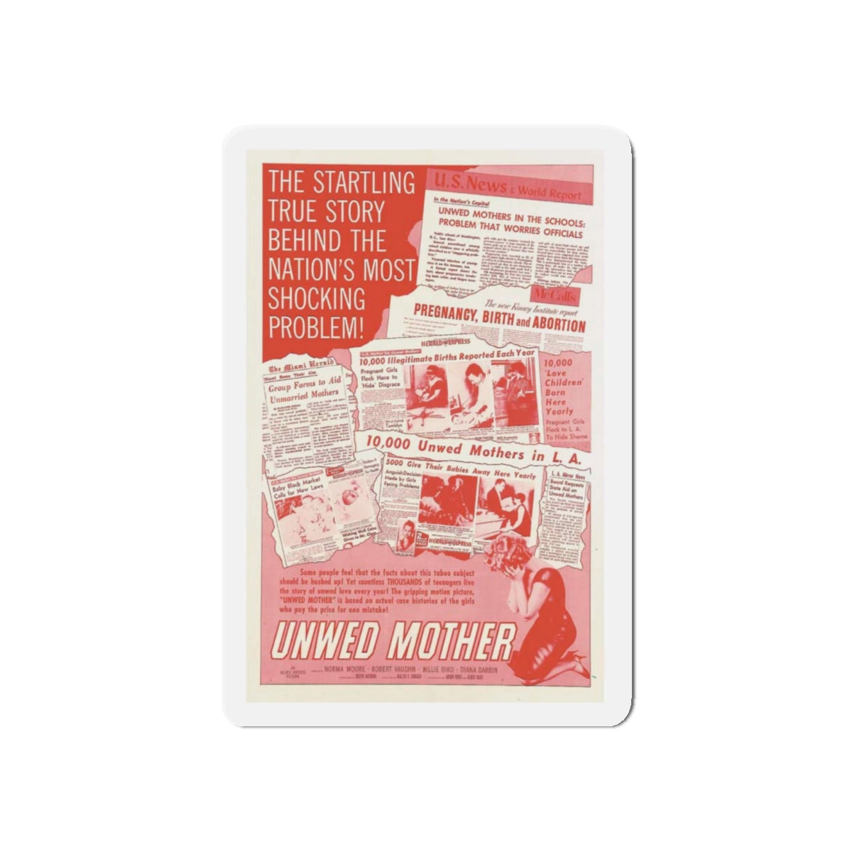 UNWED MOTHER 1958 Movie Poster - Refrigerator Magnet