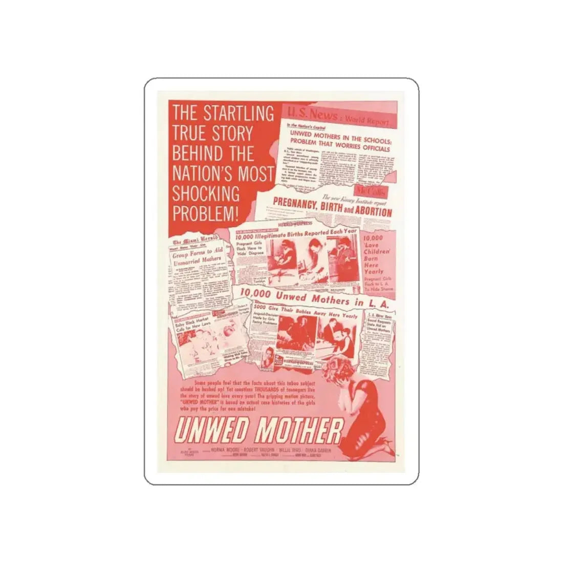 UNWED MOTHER 1958 Movie Poster STICKER Vinyl Die-Cut Decal 5 Inch - The Sticker Space