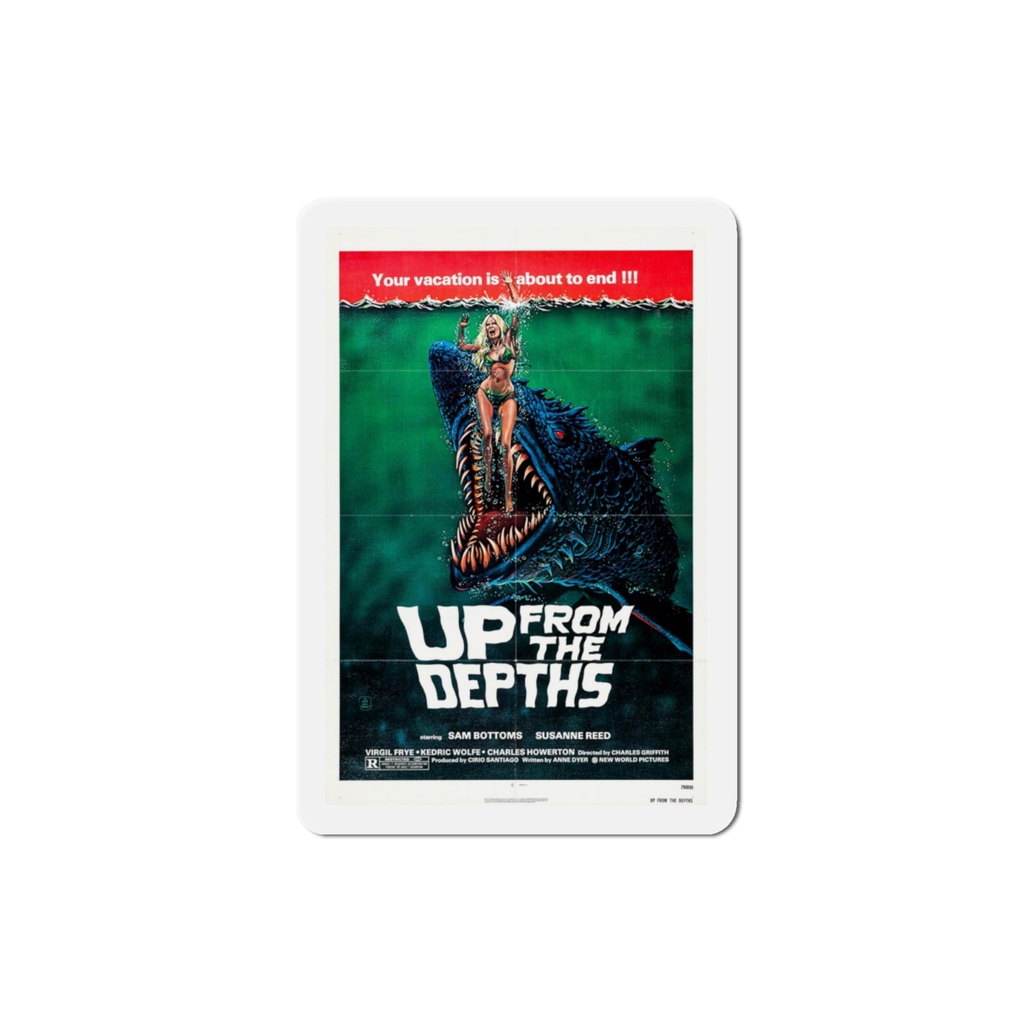 Up from the Depths 1979 Movie Poster Die-Cut Magnet-3" x 3"-The Sticker Space