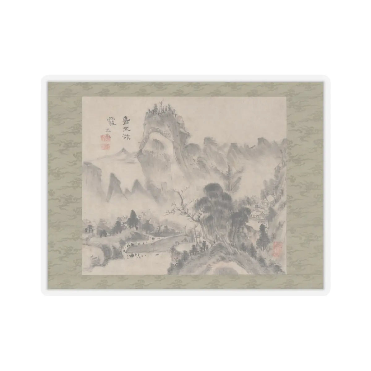 Urakami (Uragami) Gyokudō - In Verdant Mountains Hoping for Snow - ca. 1794 v1 - STICKER Vinyl Kiss-Cut Decal