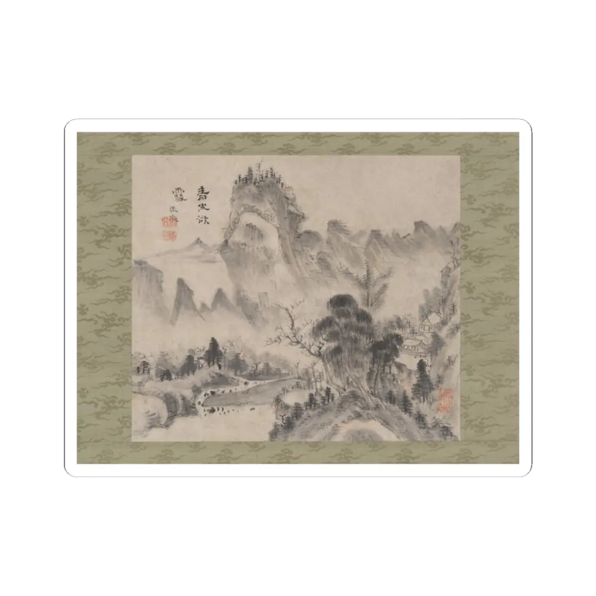 Urakami (Uragami) Gyokudō - In Verdant Mountains Hoping for Snow - ca. 1794 v1 - STICKER Vinyl Kiss-Cut Decal