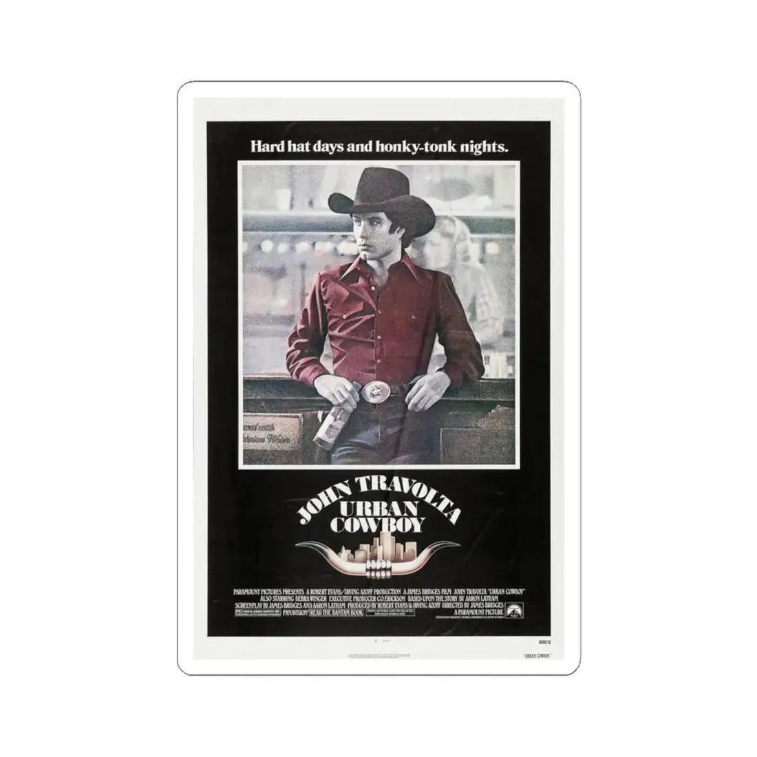 Urban Cowboy 1980 Movie Poster - STICKER Vinyl Kiss-Cut Decal 4 Inch White - The Sticker Space