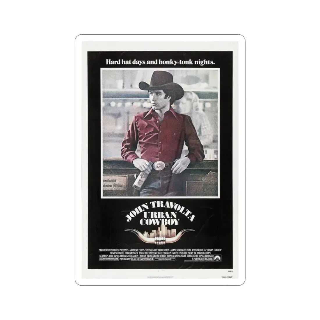 Urban Cowboy 1980 Movie Poster - STICKER Vinyl Kiss-Cut Decal 6 Inch White - The Sticker Space