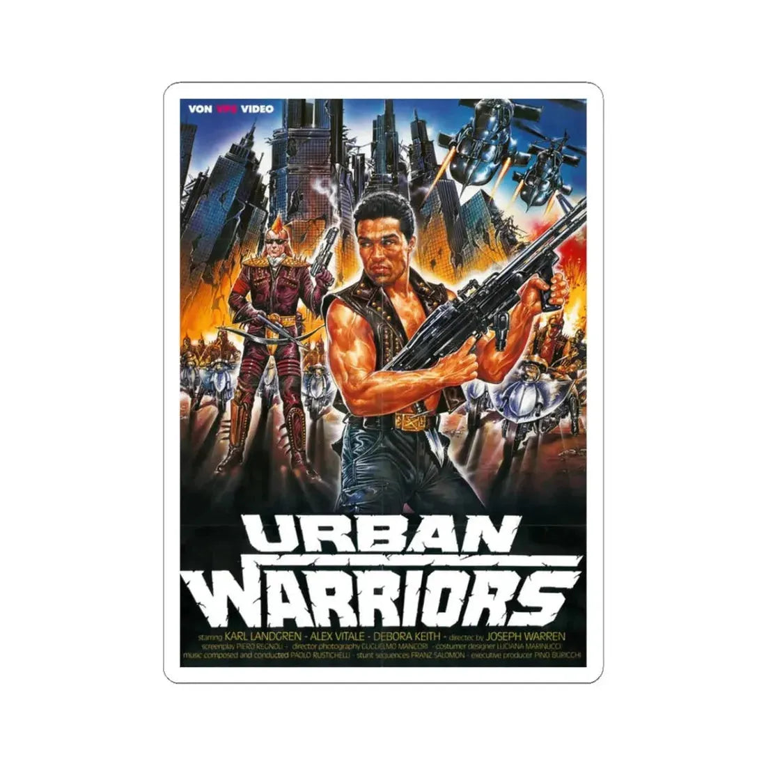 URBAN WARRIORS 1987 Movie Poster - STICKER Vinyl Kiss-Cut Decal 3 Inch White - The Sticker Space