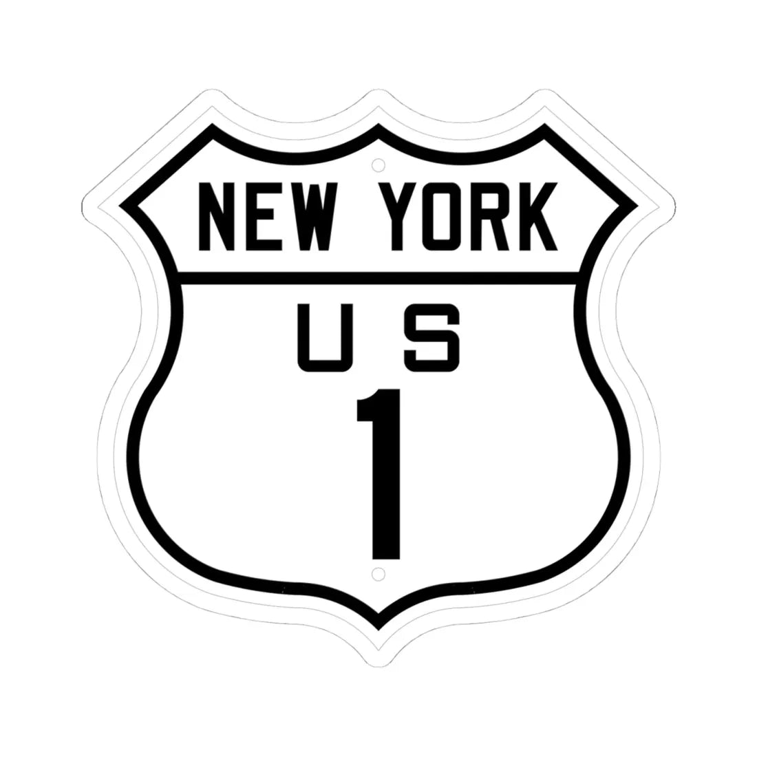 US 1 New York 1926 (New York) (Road Sign) STICKER Vinyl Kiss-Cut Decal 4 Inch White - The Sticker Space