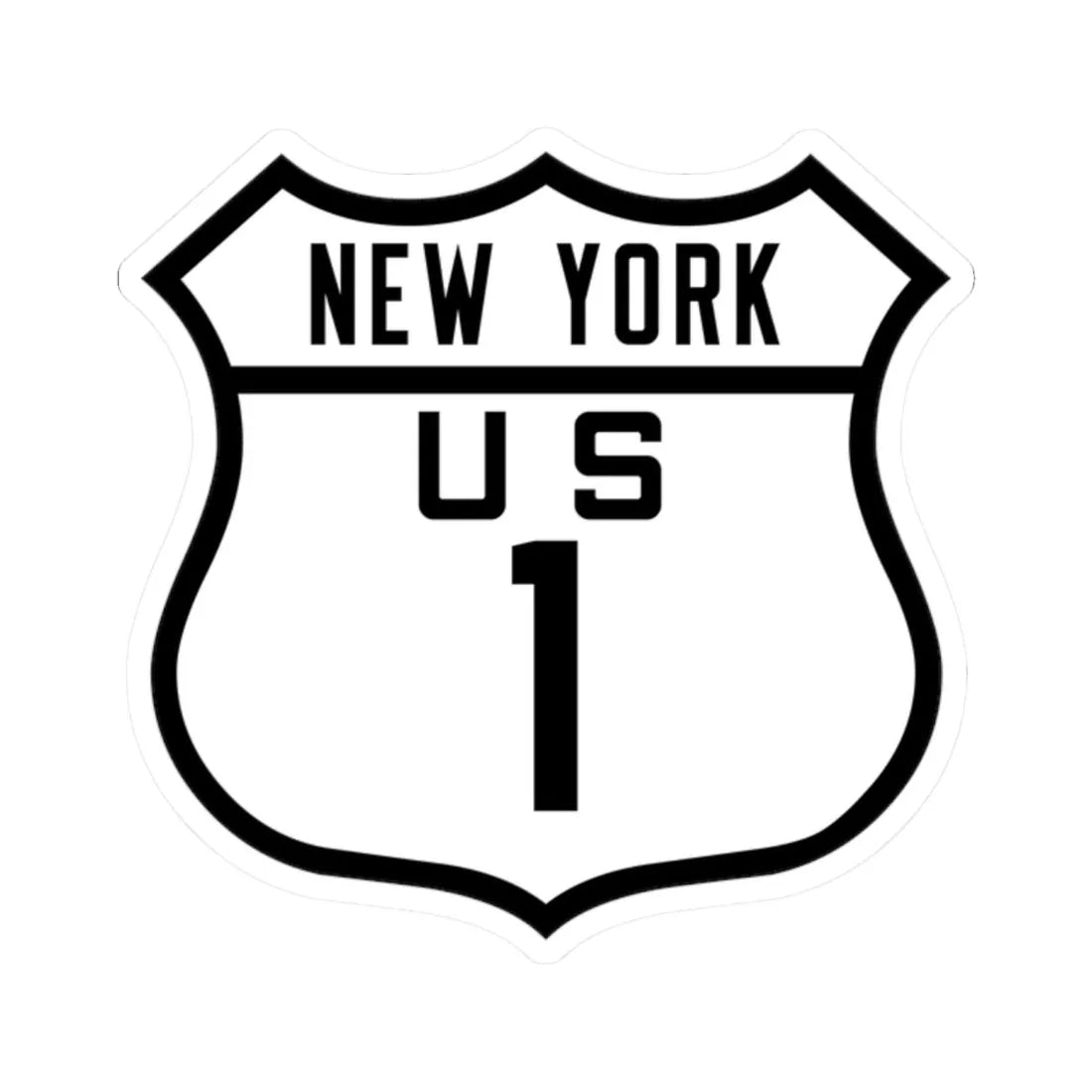 US 1 NY Old (New York) (Road Sign) STICKER Vinyl Kiss-Cut Decal 2 Inch White - The Sticker Space