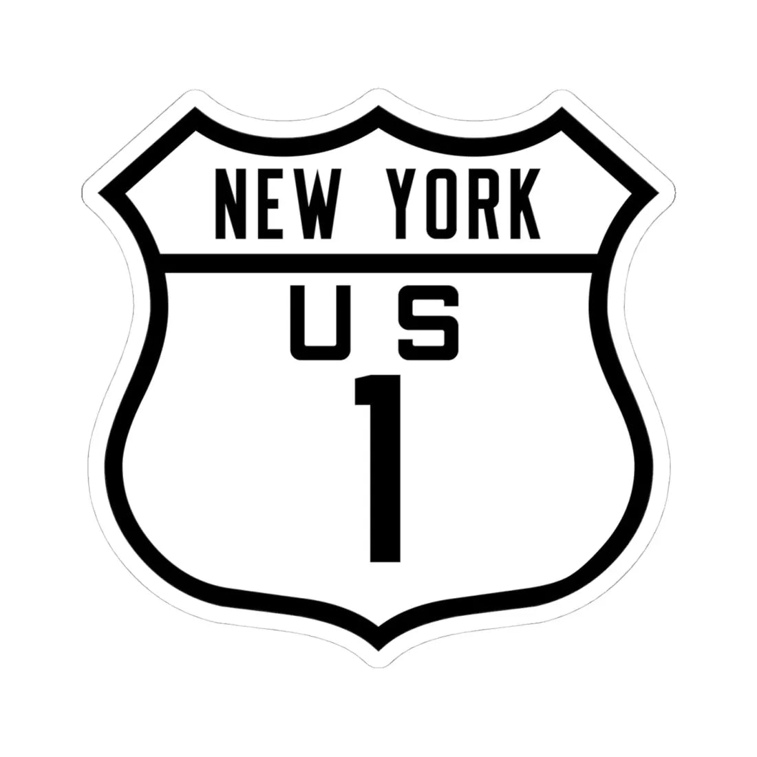 US 1 NY Old (New York) (Road Sign) STICKER Vinyl Kiss-Cut Decal 4 Inch White - The Sticker Space