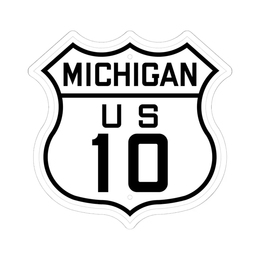 US 10 Michigan 1926 (Michigan) (Road Sign) STICKER Vinyl Kiss-Cut Decal 6 Inch White - The Sticker Space