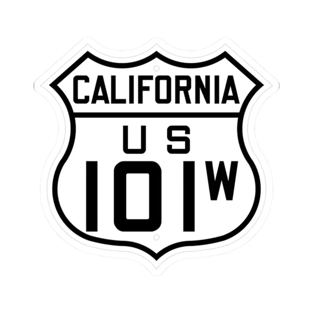 US 101W California 1926 (California) (Road Sign) STICKER Vinyl Kiss-Cut Decal 2 Inch White - The Sticker Space