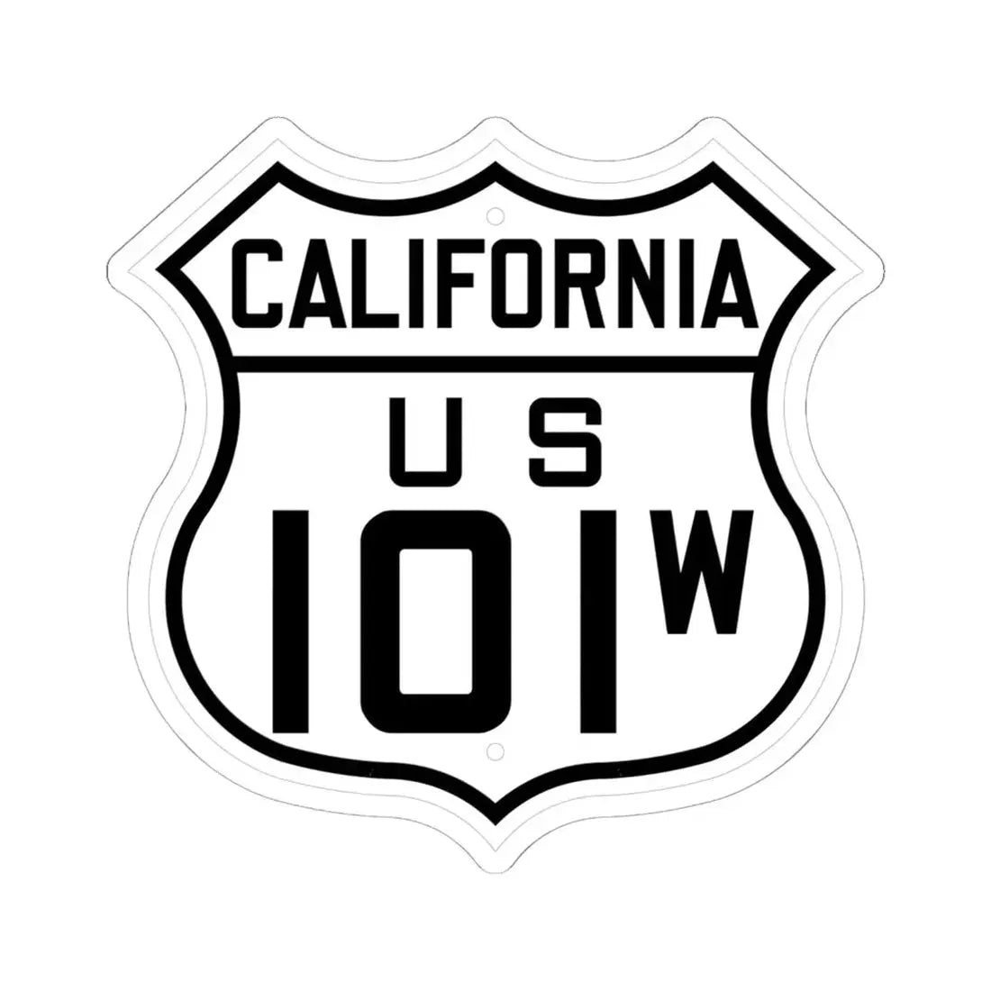 US 101W California 1926 (California) (Road Sign) STICKER Vinyl Kiss-Cut Decal 6 Inch White - The Sticker Space