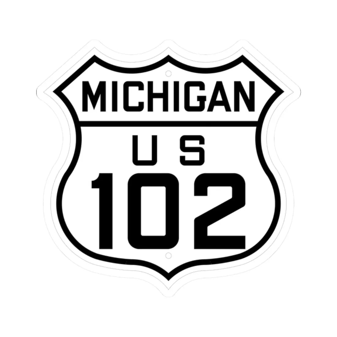 US 102 Michigan 1926 (Michigan) (Road Sign) STICKER Vinyl Kiss-Cut Decal 2 Inch White - The Sticker Space
