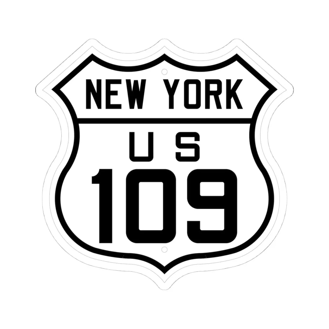 US 109 New York 1926 (New York) (Road Sign) STICKER Vinyl Kiss-Cut Decal 4 Inch White - The Sticker Space