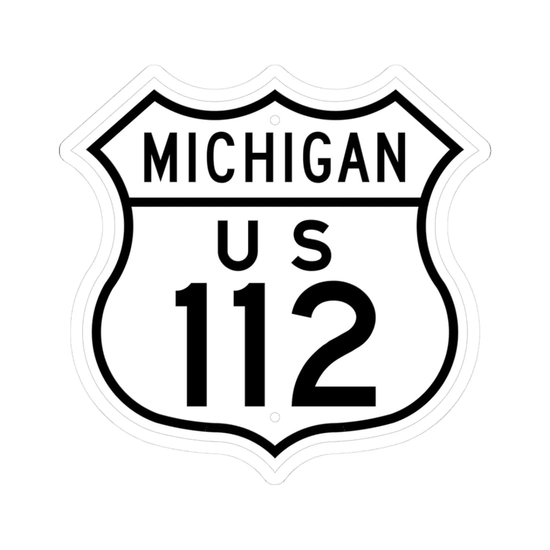 US 112 Michigan 1948 (Michigan) (Road Sign) STICKER Vinyl Kiss-Cut Decal 3 Inch White - The Sticker Space