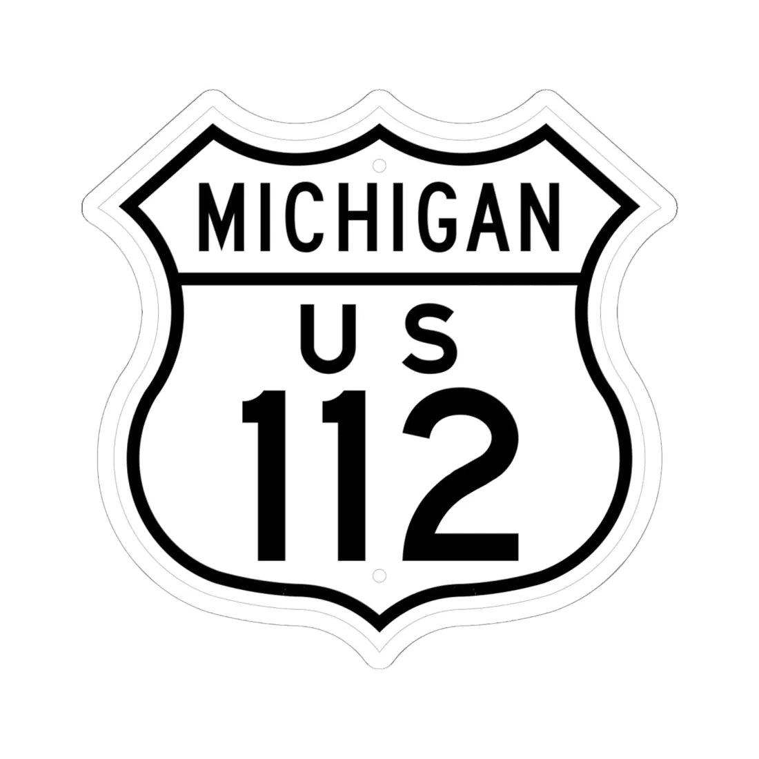 US 112 Michigan 1948 (Michigan) (Road Sign) STICKER Vinyl Kiss-Cut Decal 6 Inch White - The Sticker Space