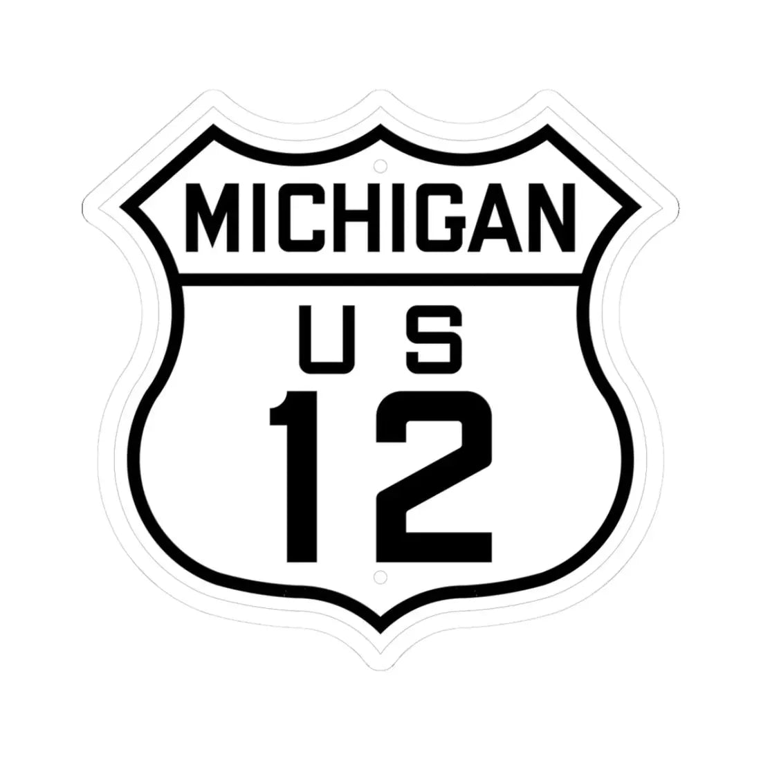 US 12 Michigan 1926 (Michigan) (Road Sign) STICKER Vinyl Kiss-Cut Decal 3 Inch White - The Sticker Space