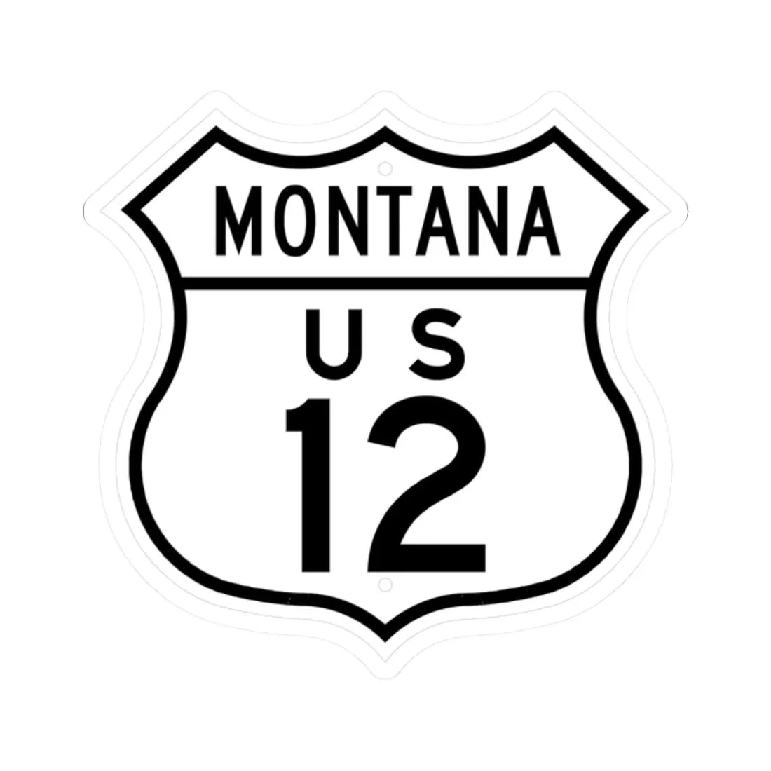 US 12 Montana 1948 (Montana) (Road Sign) STICKER Vinyl Kiss-Cut Decal 2 Inch White - The Sticker Space