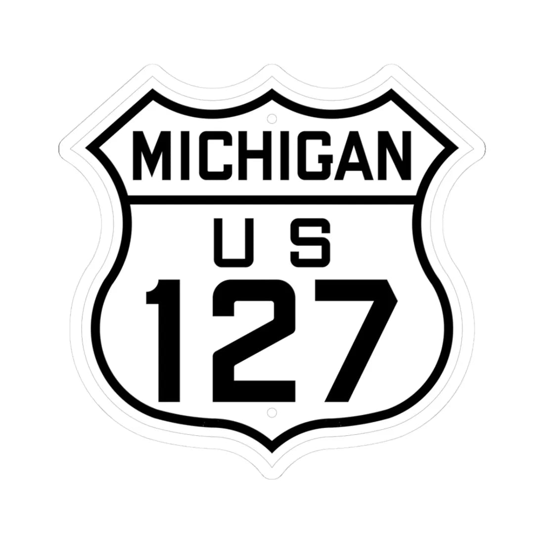 US 127 Michigan 1926 (Michigan) (Road Sign) STICKER Vinyl Kiss-Cut Decal 3 Inch White - The Sticker Space