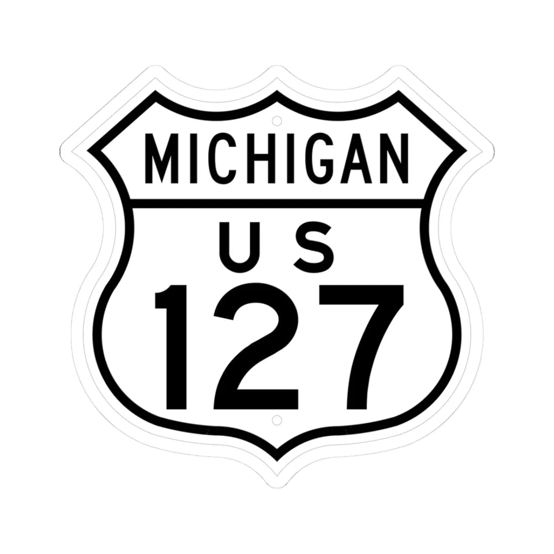 US 127 Michigan 1948 (Michigan) (Road Sign) STICKER Vinyl Kiss-Cut Decal 3 Inch White - The Sticker Space