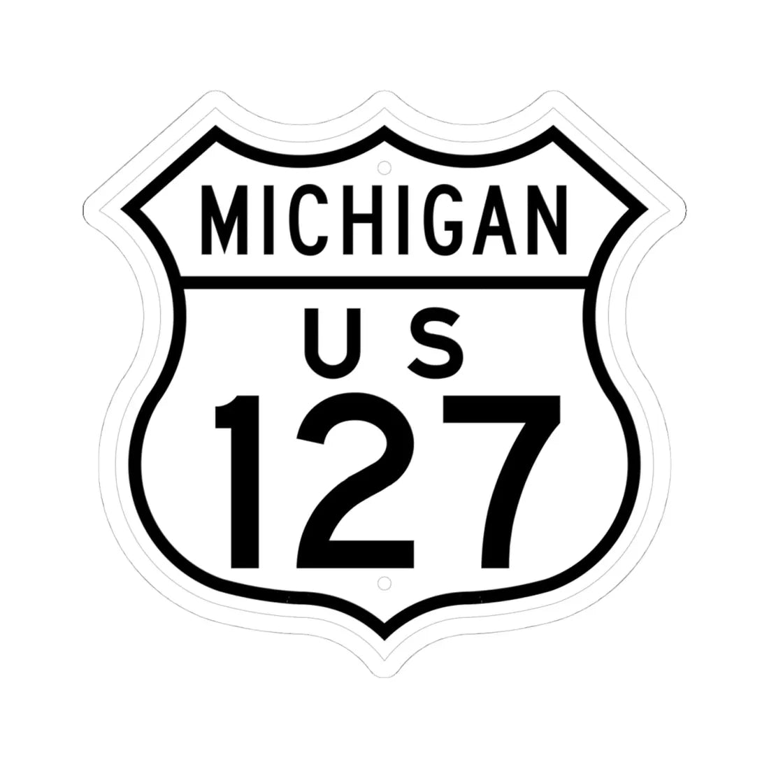 US 127 Michigan 1948 (Michigan) (Road Sign) STICKER Vinyl Kiss-Cut Decal 4 Inch White - The Sticker Space