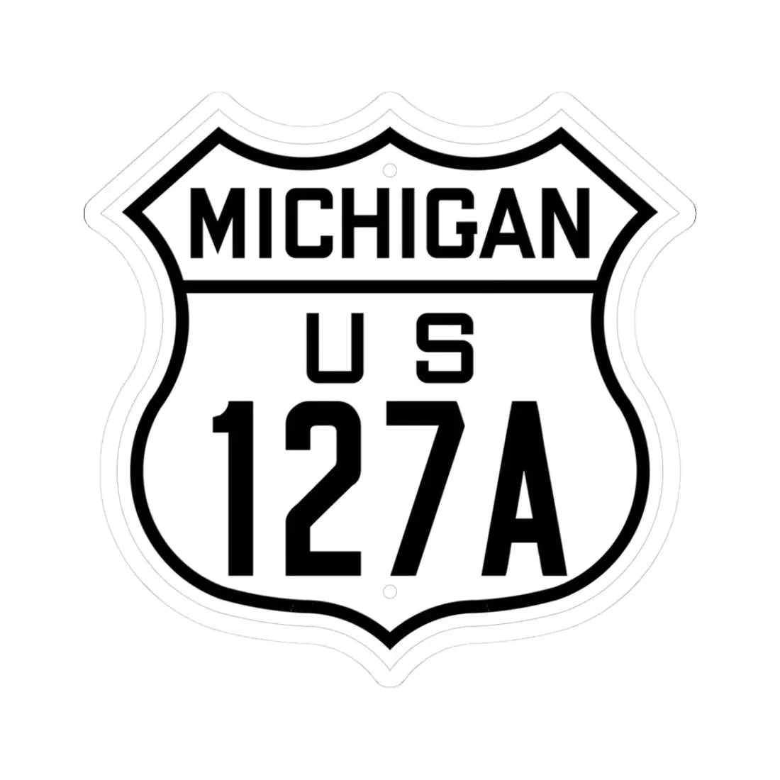 US 127A Michigan 1926 (Michigan) (Road Sign) STICKER Vinyl Kiss-Cut Decal 3 Inch White - The Sticker Space