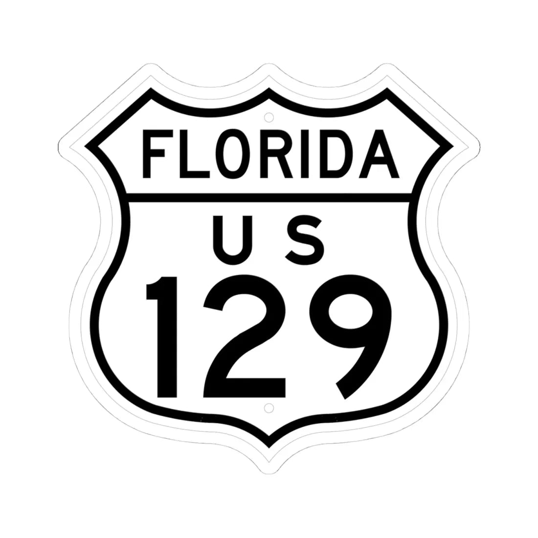 US 129 Florida 1948 (Florida) (Road Sign) STICKER Vinyl Kiss-Cut Decal 4 Inch White - The Sticker Space