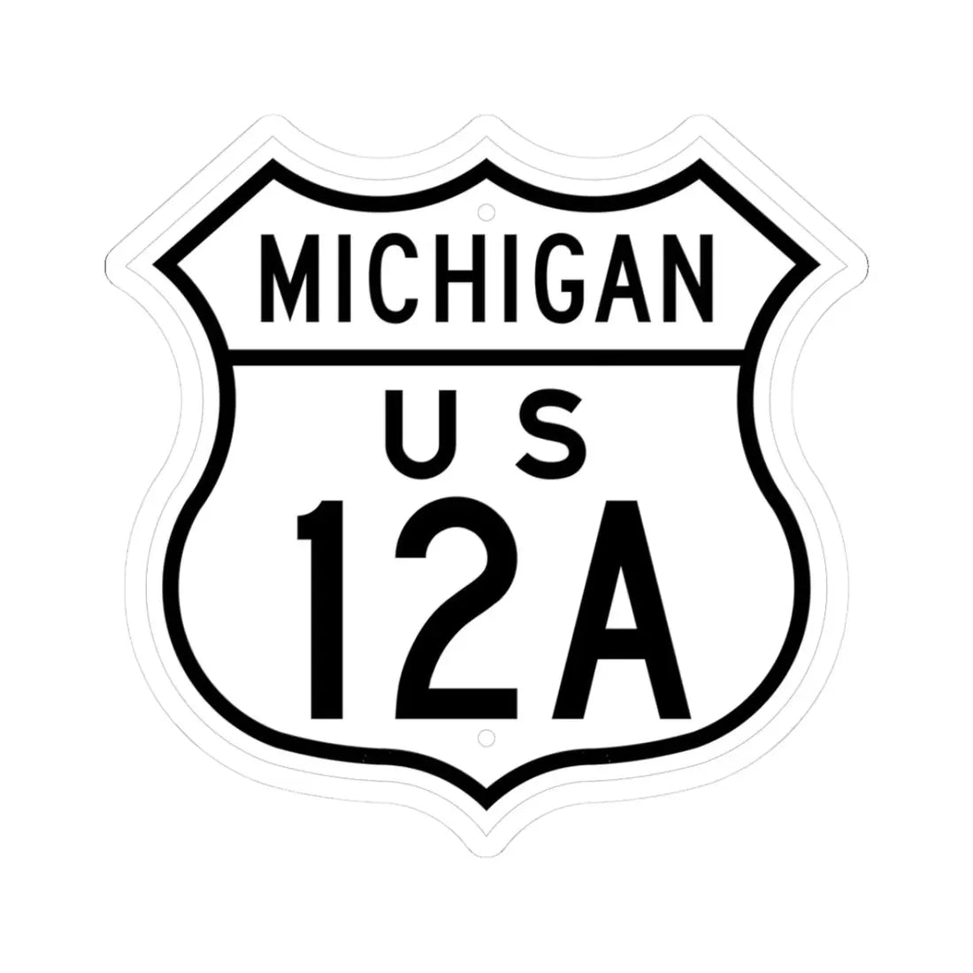 US 12A Michigan 1948 (Michigan) (Road Sign) STICKER Vinyl Kiss-Cut Decal 3 Inch White - The Sticker Space