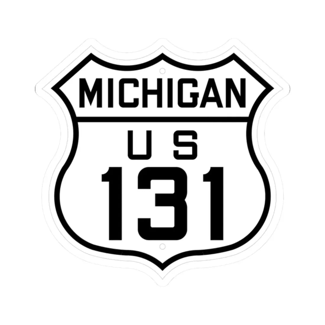US 131 Michigan 1926 (Michigan) (Road Sign) STICKER Vinyl Kiss-Cut Decal 2 Inch White - The Sticker Space