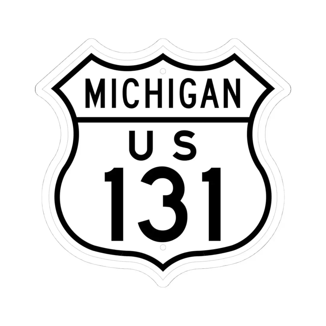 US 131 Michigan 1948 (Michigan) (Road Sign) STICKER Vinyl Kiss-Cut Decal 4 Inch White - The Sticker Space