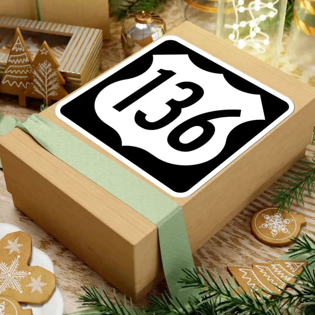 US 136 IA (Iowa) (Road Sign) STICKER Vinyl Kiss-Cut Decal - The Sticker Space