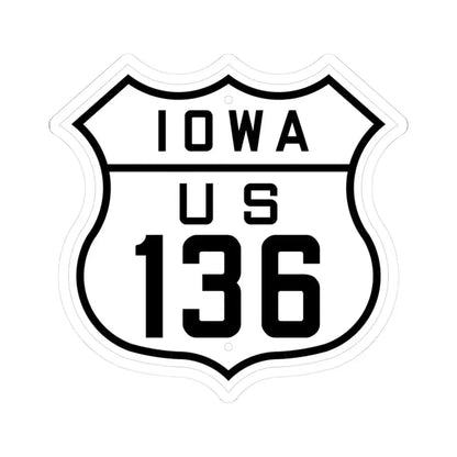 US 136 Iowa 1926 (Iowa) (Road Sign) STICKER Vinyl Kiss-Cut Decal 3 Inch White - The Sticker Space