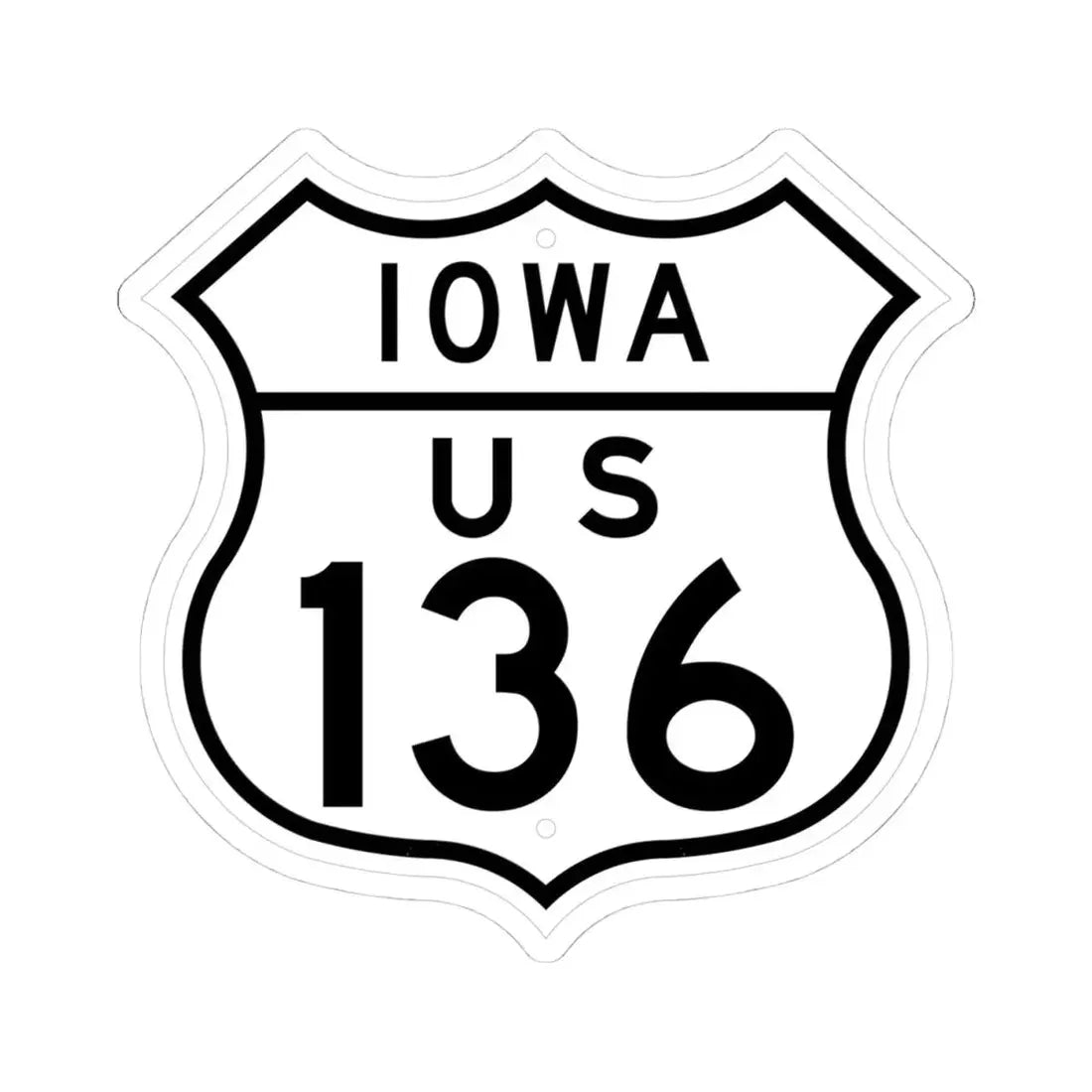 US 136 Iowa 1948 (Iowa) (Road Sign) STICKER Vinyl Kiss-Cut Decal 4 Inch White - The Sticker Space