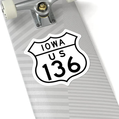 US 136 Iowa 1948 (Iowa) (Road Sign) STICKER Vinyl Kiss-Cut Decal - The Sticker Space