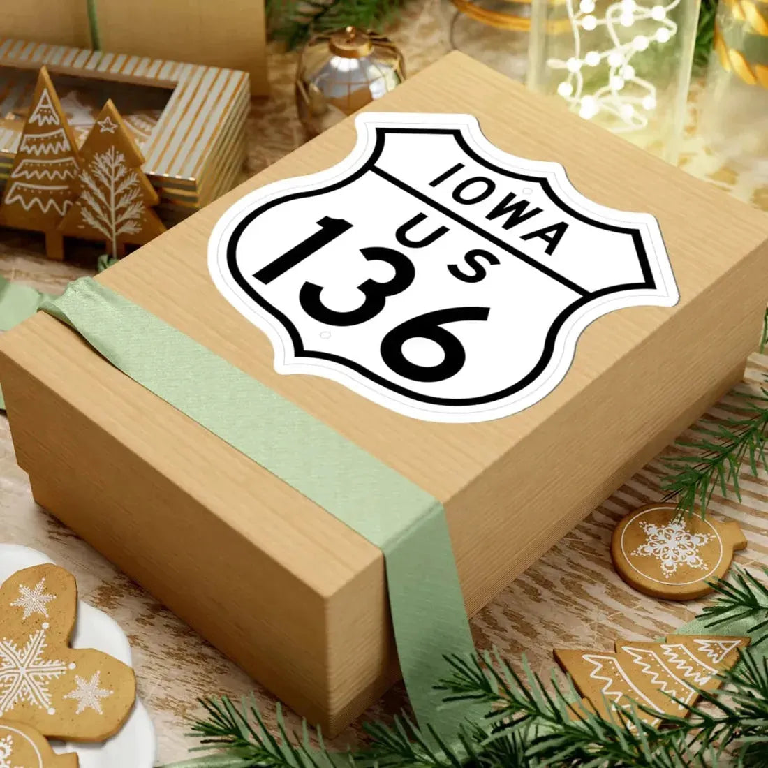 US 136 Iowa 1948 (Iowa) (Road Sign) STICKER Vinyl Kiss-Cut Decal - The Sticker Space