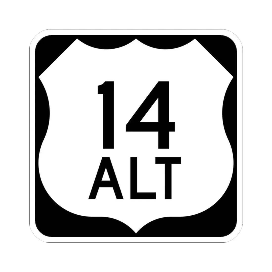 US 14 Alternate Wyoming (Wyoming) (Road Sign) STICKER Vinyl Kiss-Cut Decal 3 Inch White - The Sticker Space