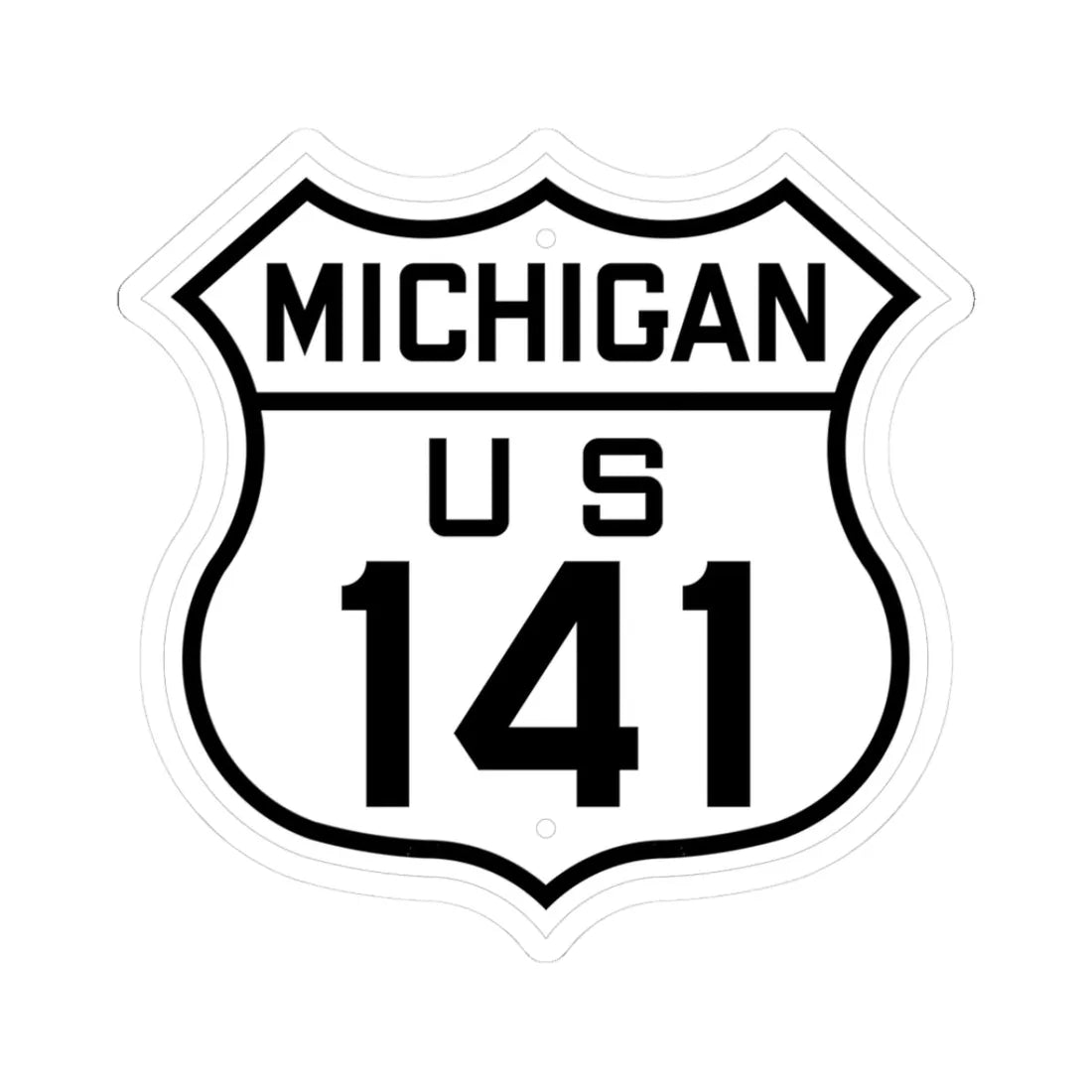 US 141 Michigan 1926 (Michigan) (Road Sign) STICKER Vinyl Kiss-Cut Decal 3 Inch White - The Sticker Space