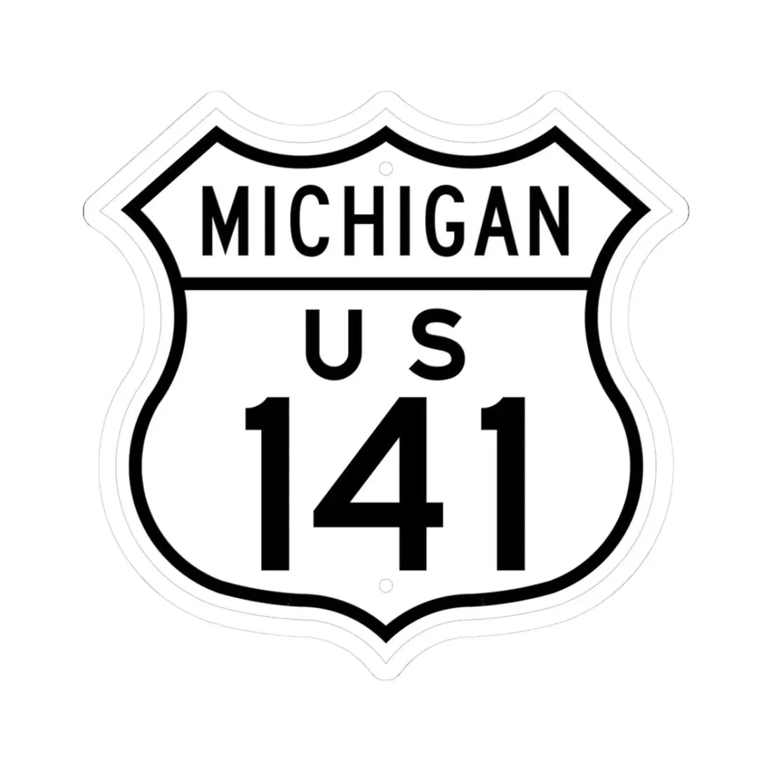 US 141 Michigan 1948 (Michigan) (Road Sign) STICKER Vinyl Kiss-Cut Decal 3 Inch White - The Sticker Space