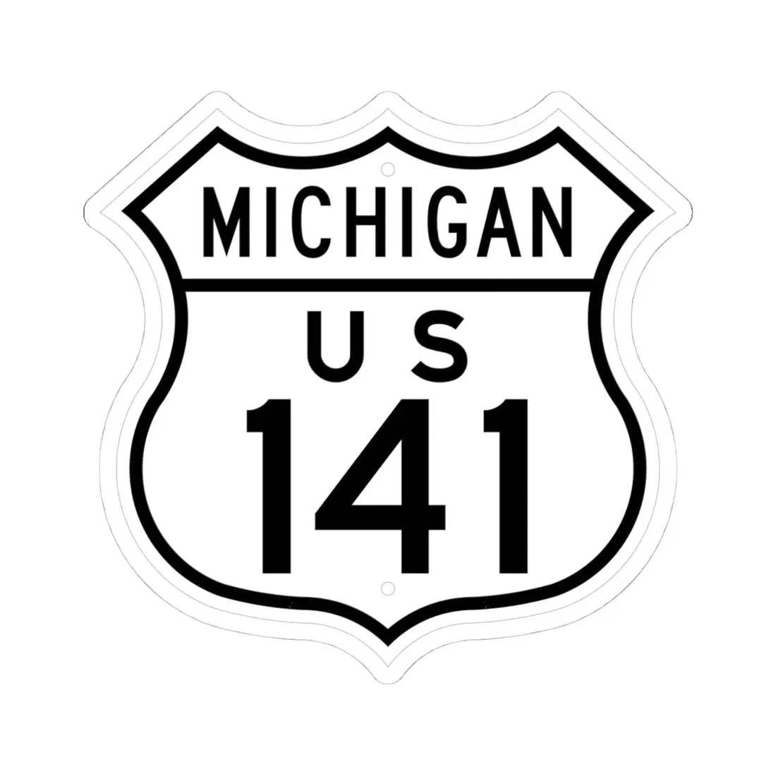 US 141 Michigan 1948 (Michigan) (Road Sign) STICKER Vinyl Kiss-Cut Decal 4 Inch White - The Sticker Space