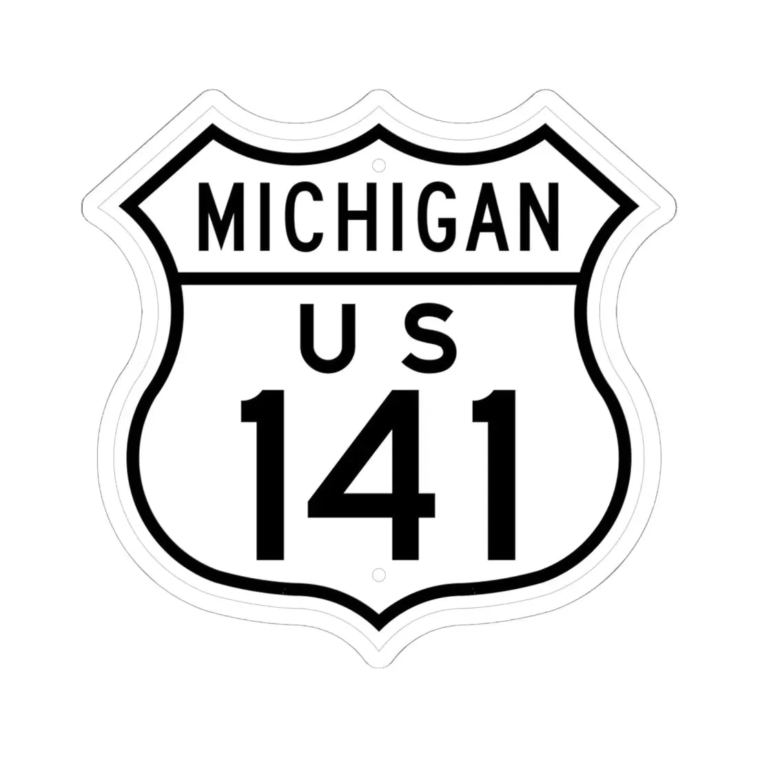 US 141 Michigan 1948 (Michigan) (Road Sign) STICKER Vinyl Kiss-Cut Decal 6 Inch White - The Sticker Space