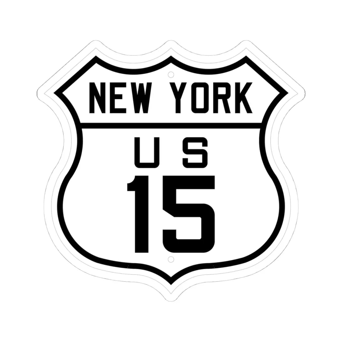 US 15 New York 1926 (New York) (Road Sign) STICKER Vinyl Kiss-Cut Decal 4 Inch White - The Sticker Space