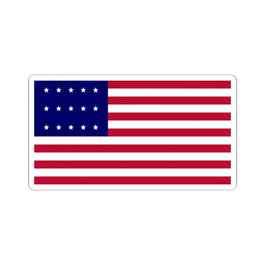 US 15 Star Flag (United States) STICKER Vinyl Kiss-Cut Decal 2 Inch White - The Sticker Space