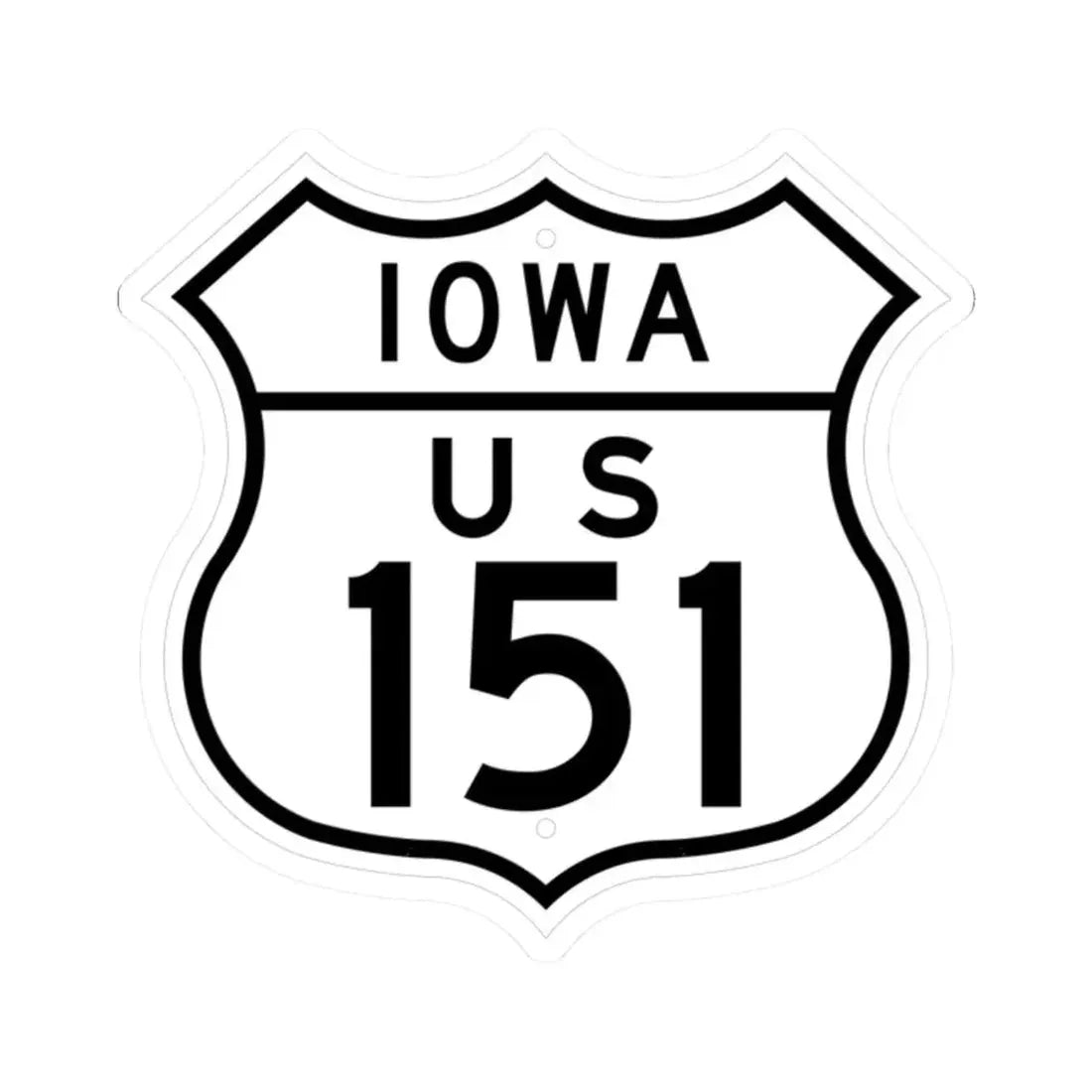 US 151 Iowa 1948 (Iowa) (Road Sign) STICKER Vinyl Kiss-Cut Decal 2 Inch White - The Sticker Space